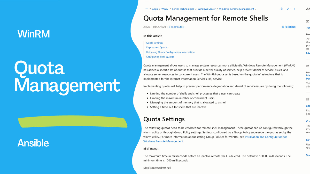 Quota management for winrm remote shells